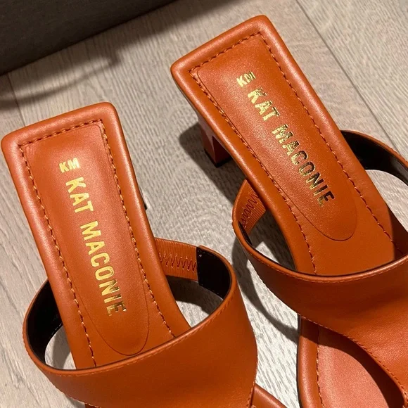Kat Maconie Chic Burnt Orange Thong Heel Sandals Size 40 - Picture 2 of 3